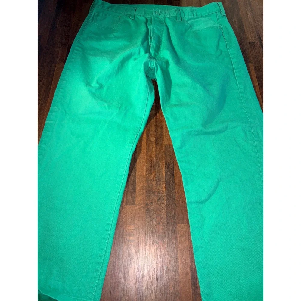 Levis 501 Original Fit Mens Kelly Green Straight Leg Button Fly Jeans W42 L32